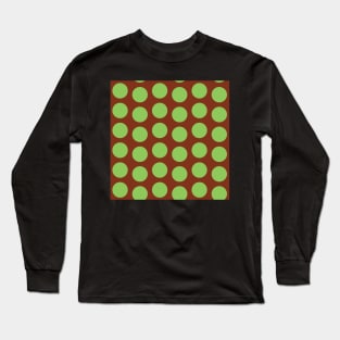 Green Brown Polka Dots Offset Seamless Repeat Pattern Long Sleeve T-Shirt